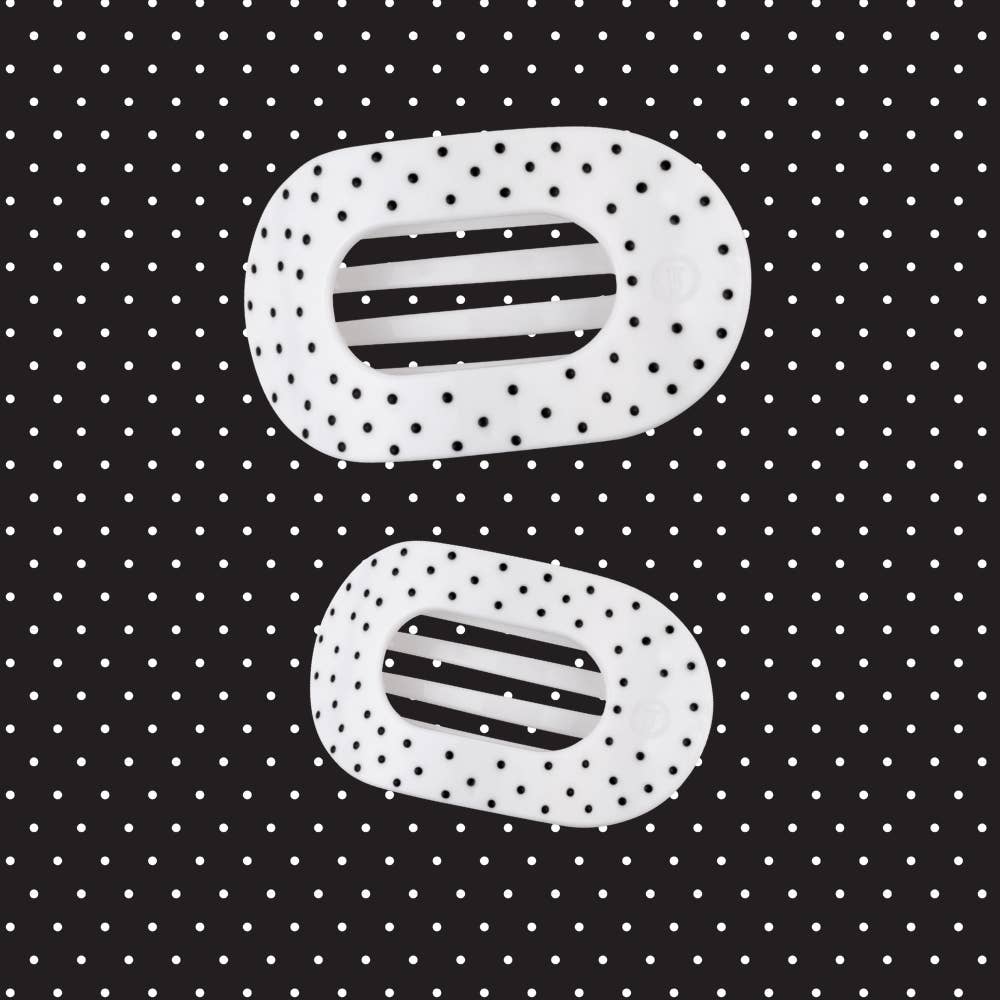 White Polka Dot Party Large Flat Round Hair Clip