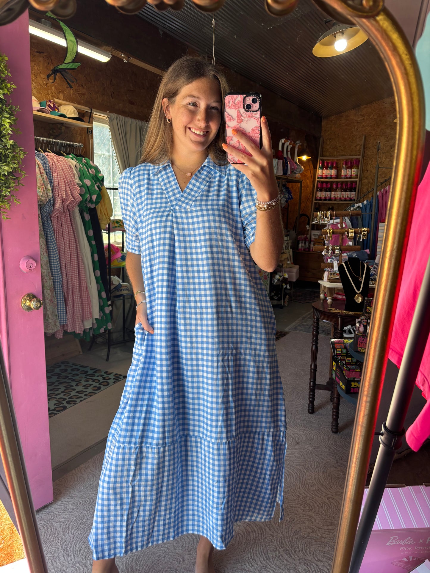 Gingham & Grace Dress in Blue