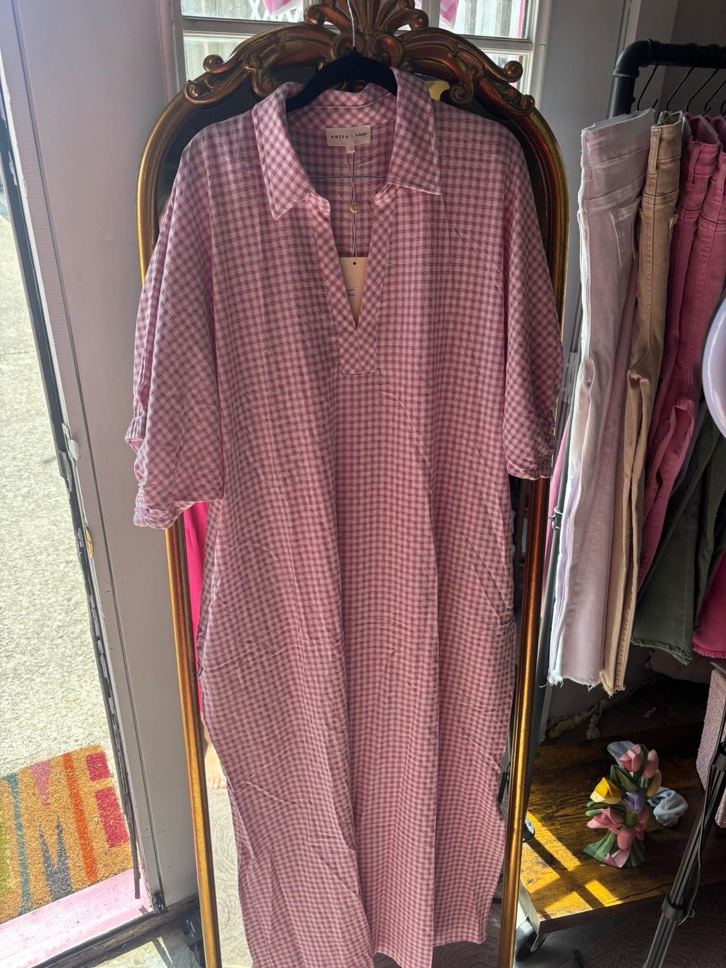 Pink Gingham Maxi