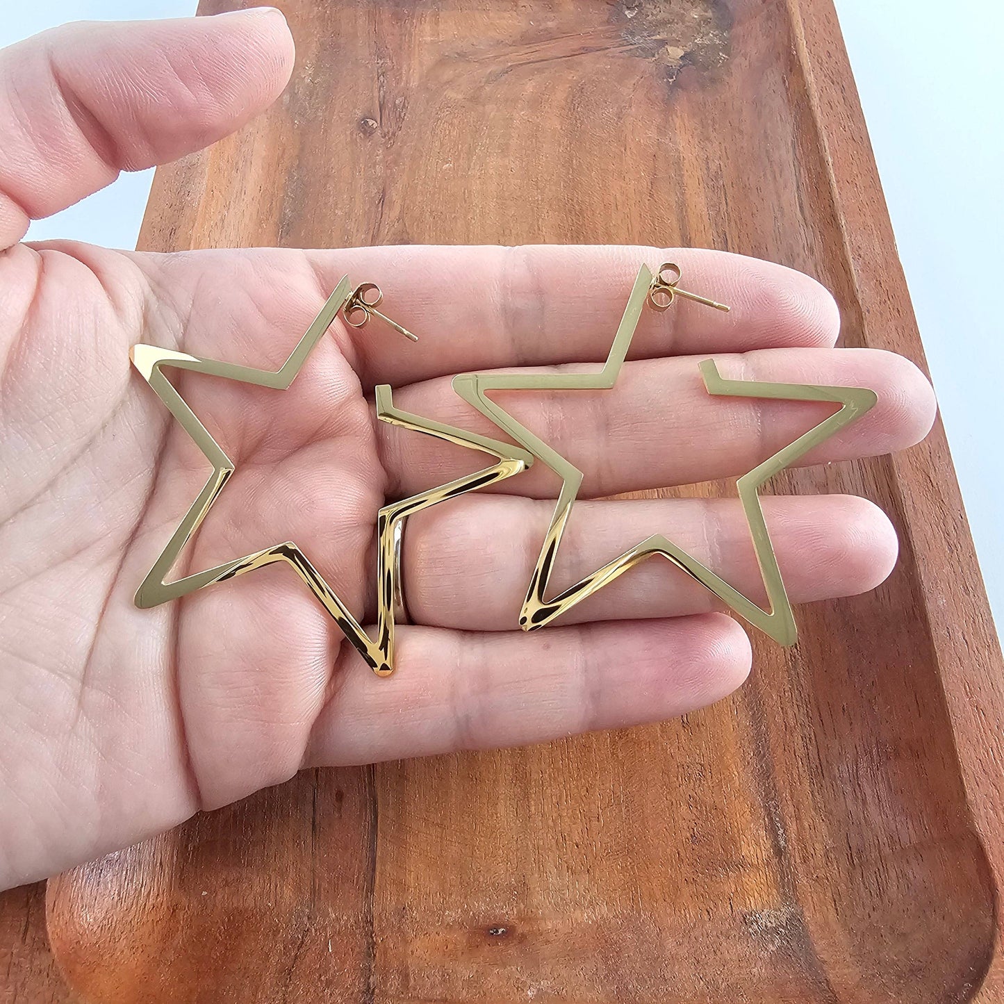 Luxe Star Hoops - Gold // Jewelry, Earrings