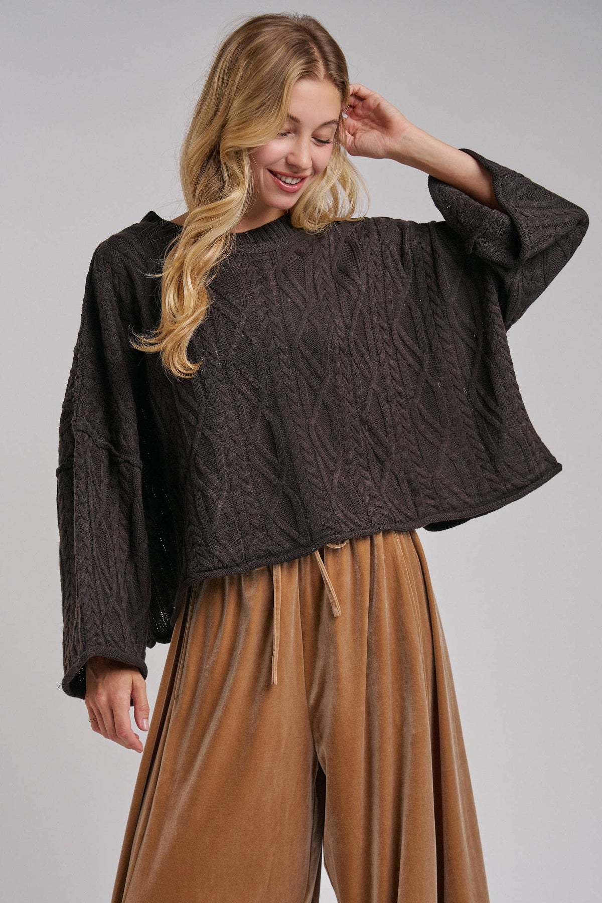 OVERSIZED CABLE KNIT CASUAL BOHO FALL SWEATERTOP_JLT00437-01