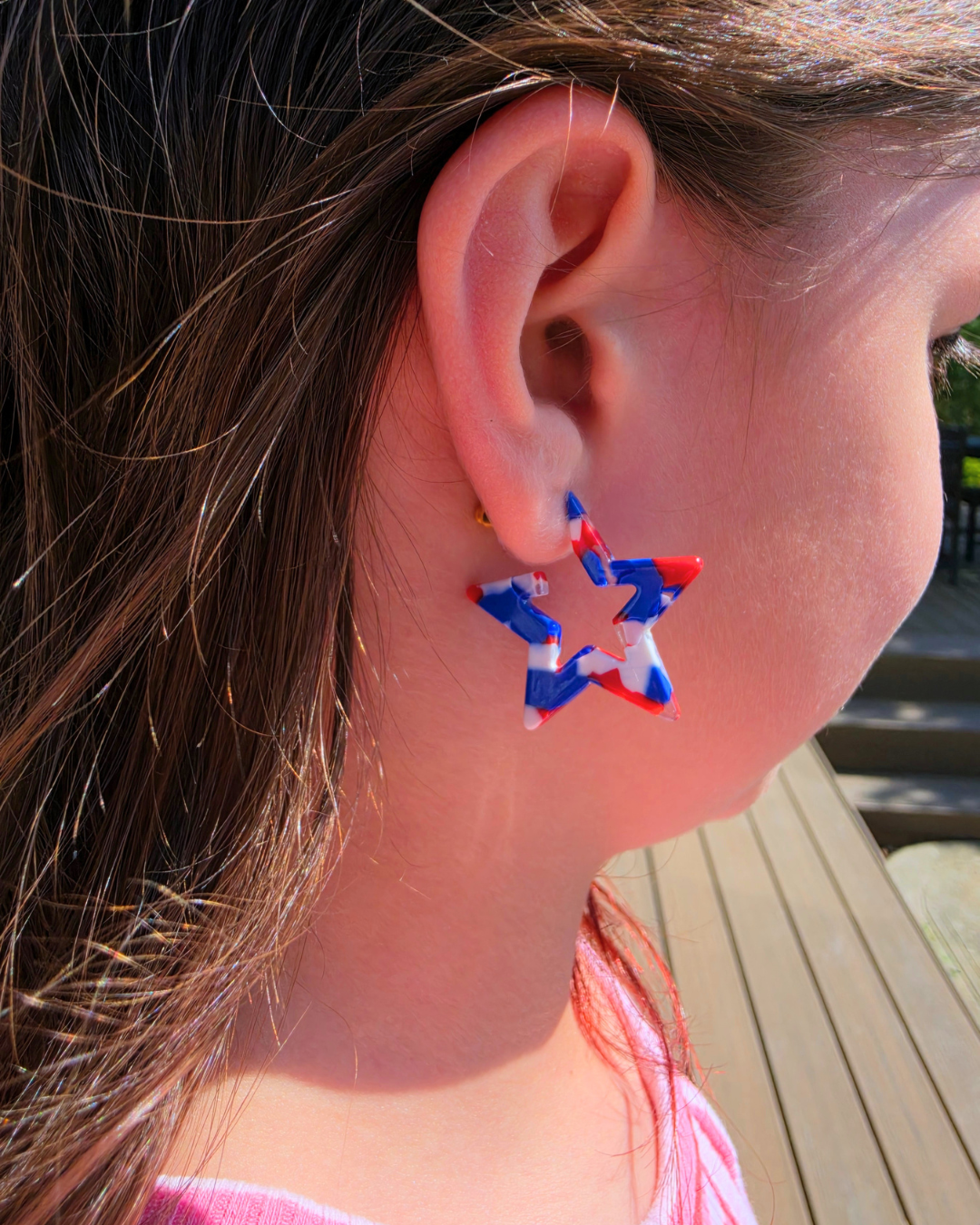 Mini Star Hoops - Red, White & Blue
