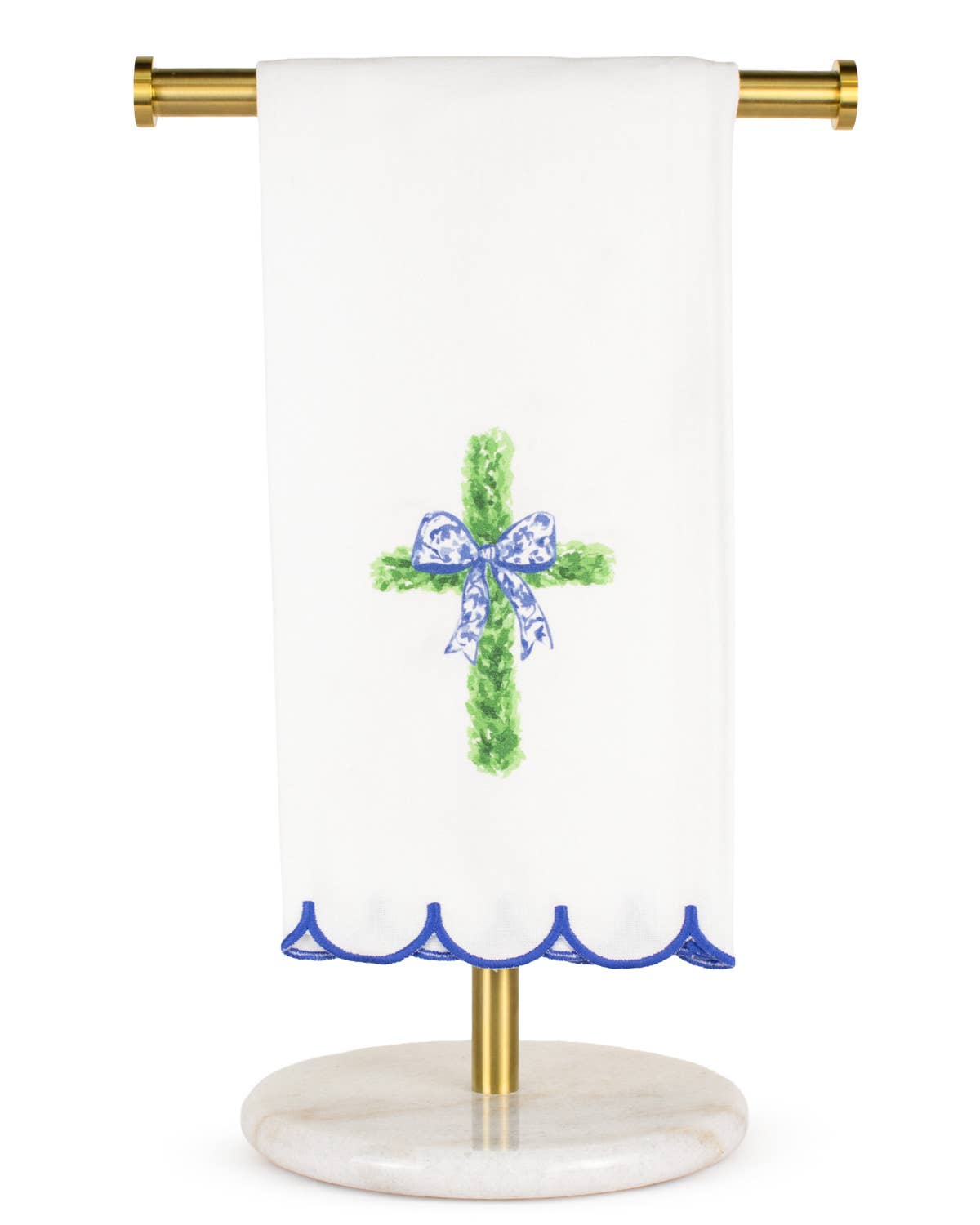 Cross Scalloped Hand Towel