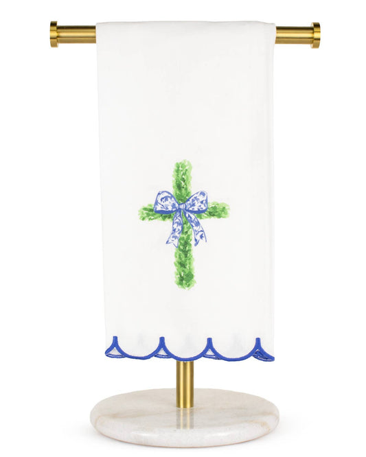 Cross Scalloped Hand Towel