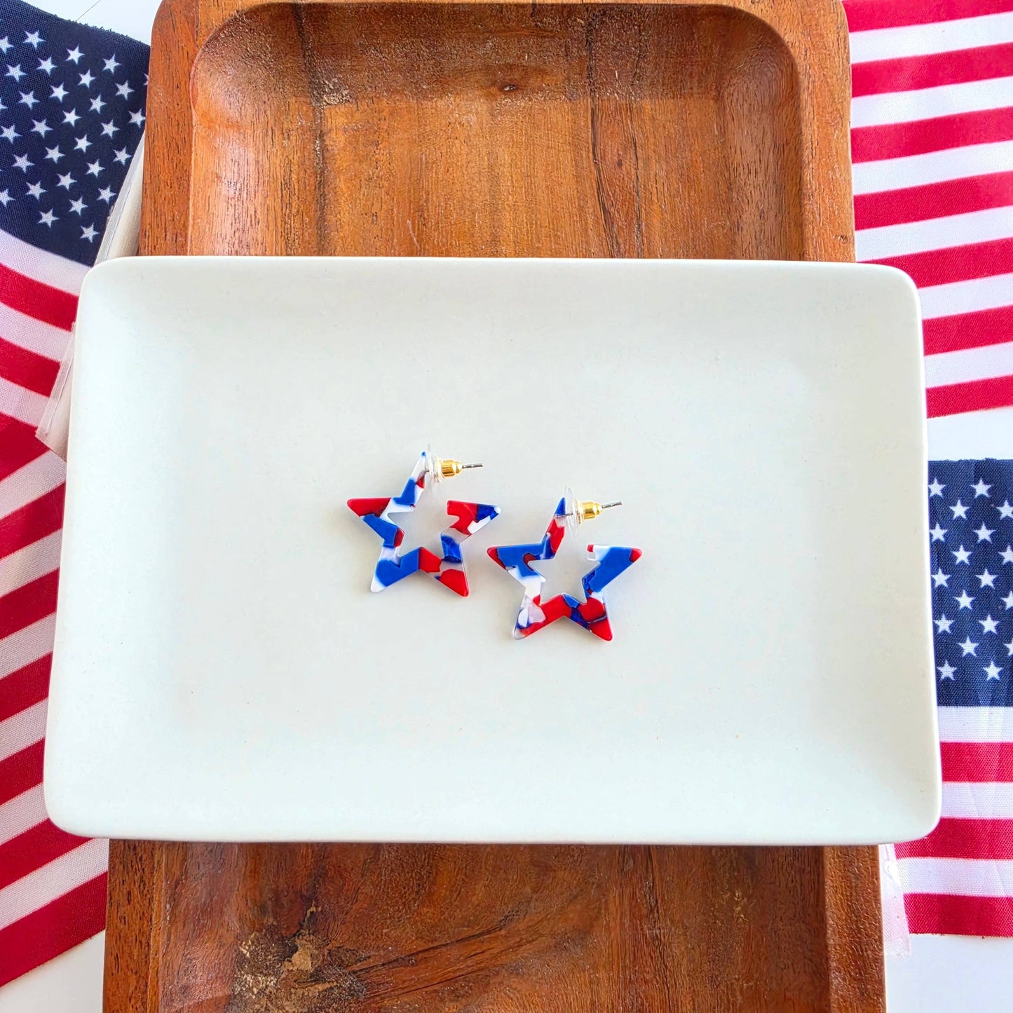 Mini Star Hoops - Red, White & Blue