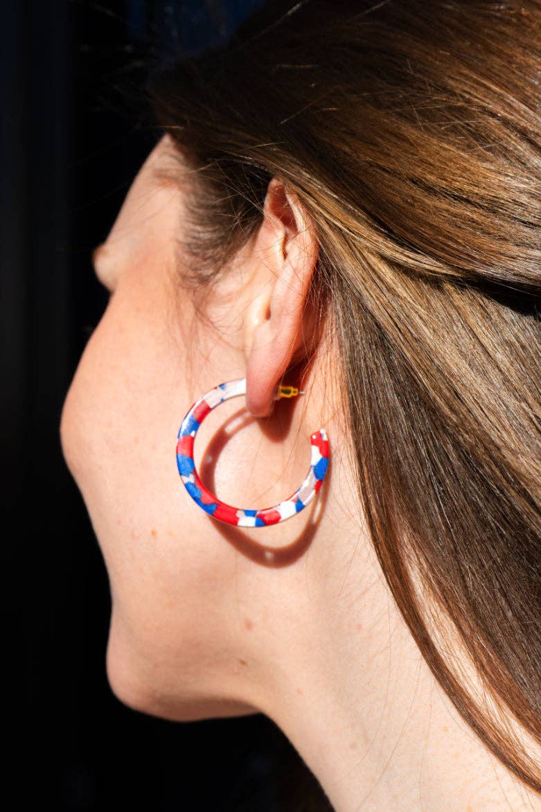 Camy Hoops - Red, White & Blue // Jewelry, Earrings, 4th of July