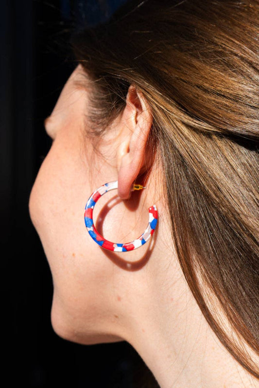 Camy Hoops - Red, White & Blue // Jewelry, Earrings, 4th of July