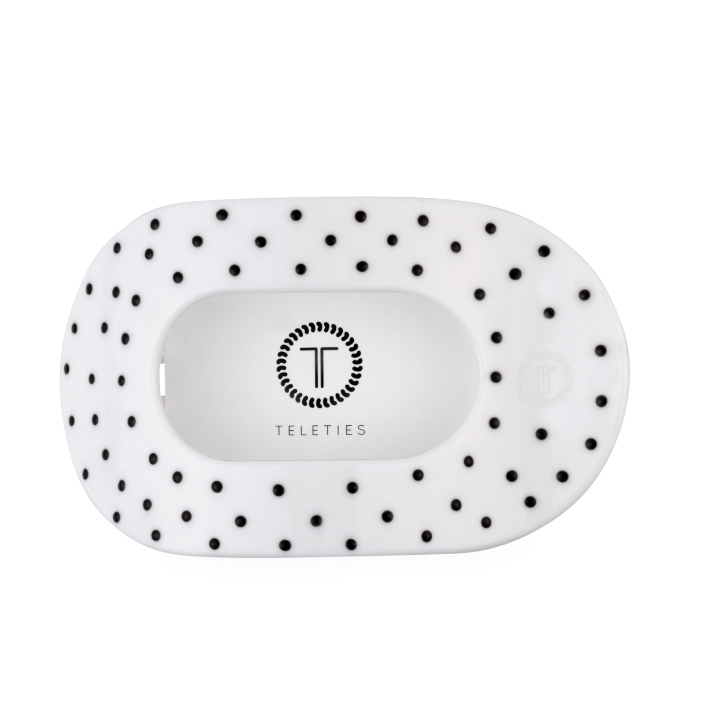 White Polka Dot Party Large Flat Round Hair Clip