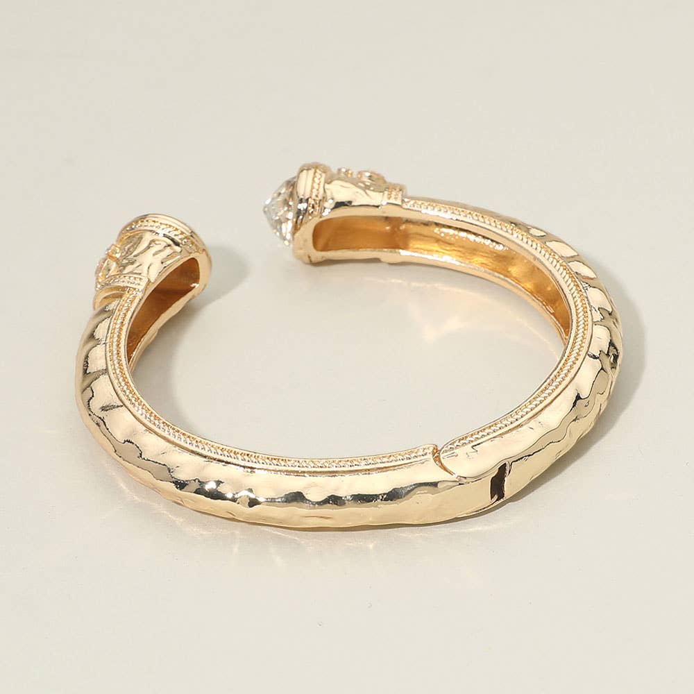 Stone Tip Accent Hinged Cuff Bracelet