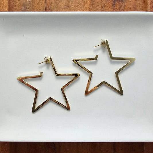 Luxe Star Hoops - Gold // Jewelry, Earrings