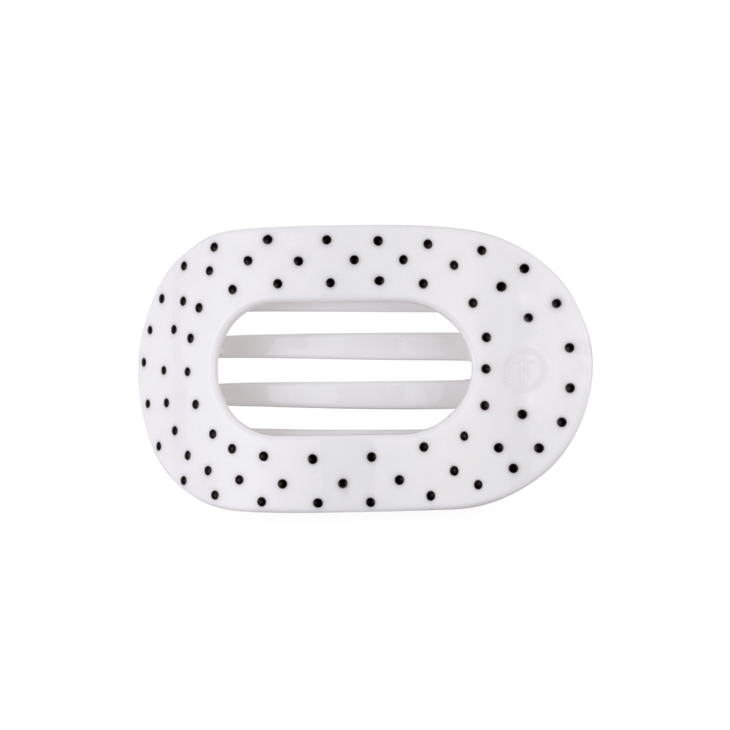 White Polka Dot Party Medium Flat Round Hair Clip