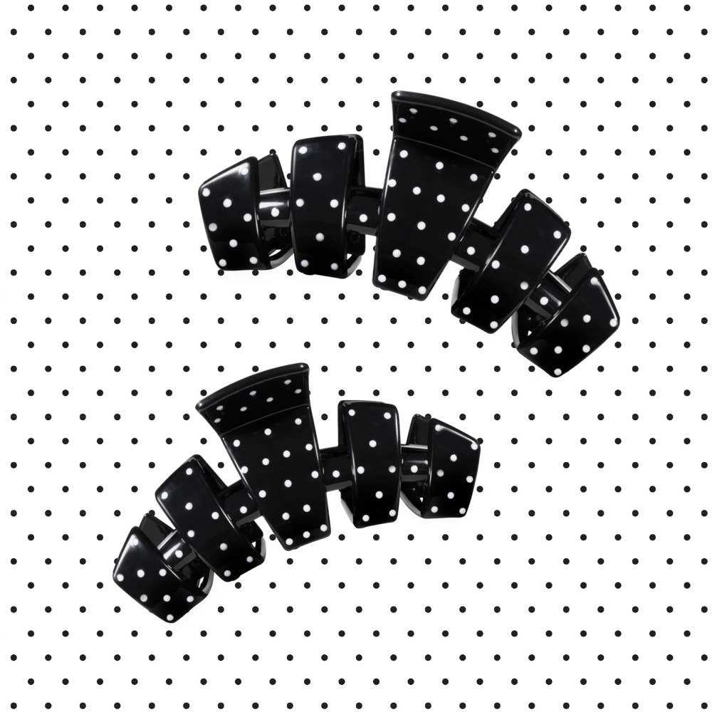 Classic Black Polka Dot Party Medium Claw Clip