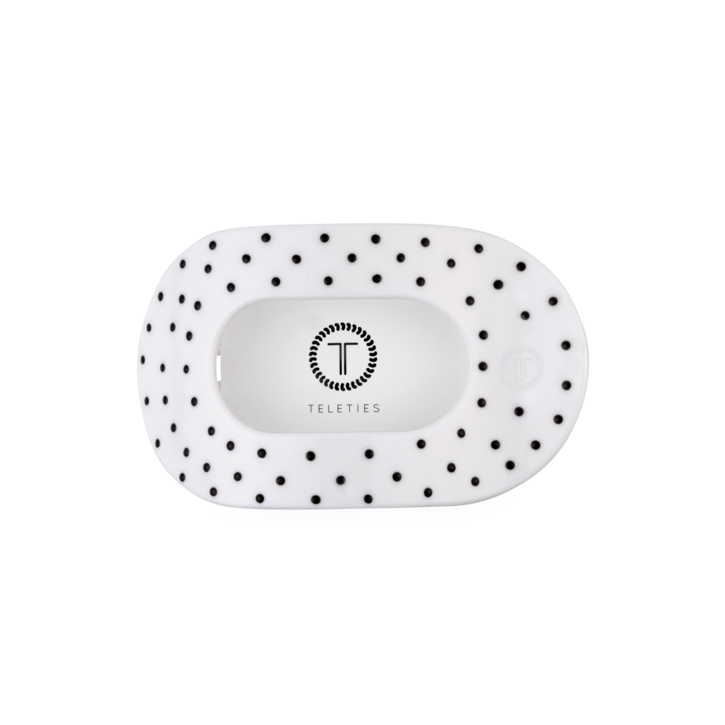 White Polka Dot Party Medium Flat Round Hair Clip