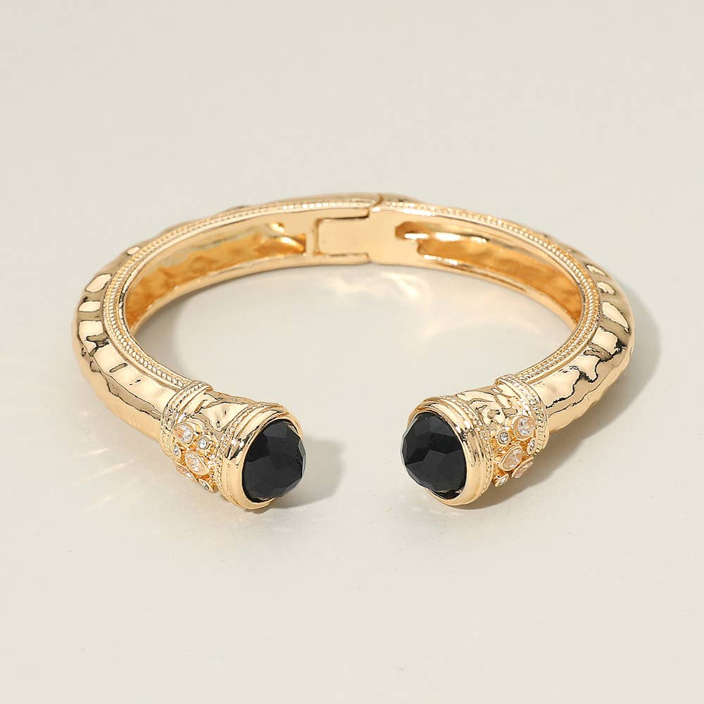 Stone Tip Accent Hinged Cuff Bracelet