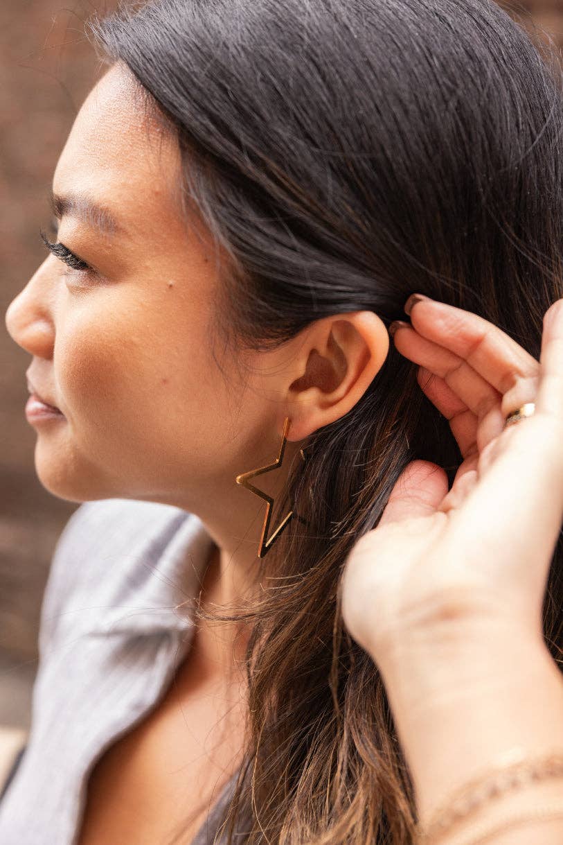 Luxe Star Hoops - Gold // Jewelry, Earrings