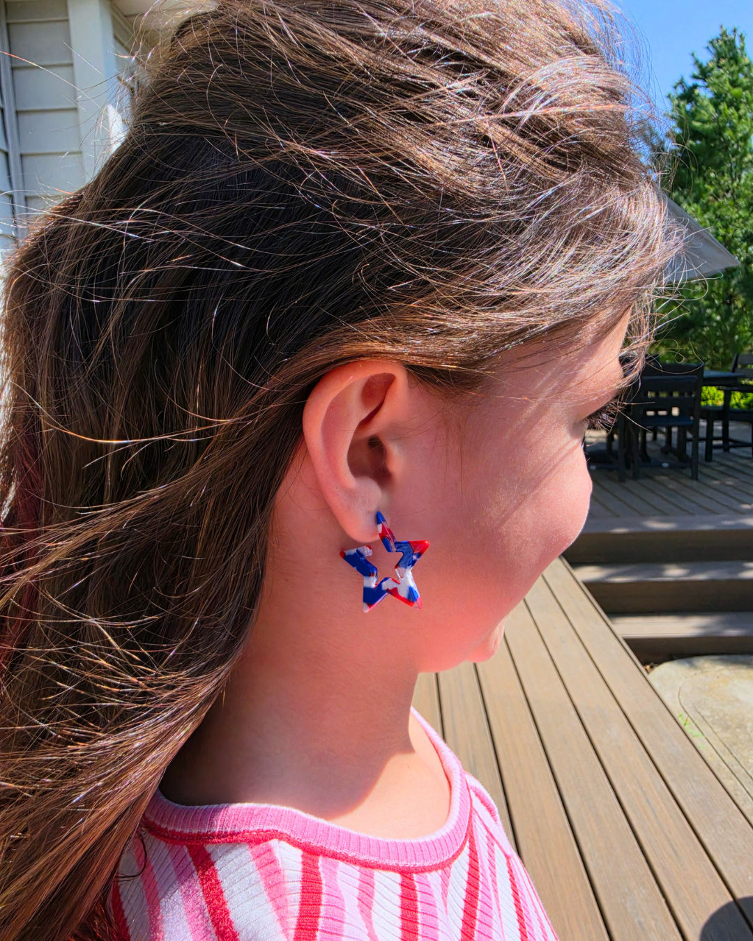 Mini Star Hoops - Red, White & Blue