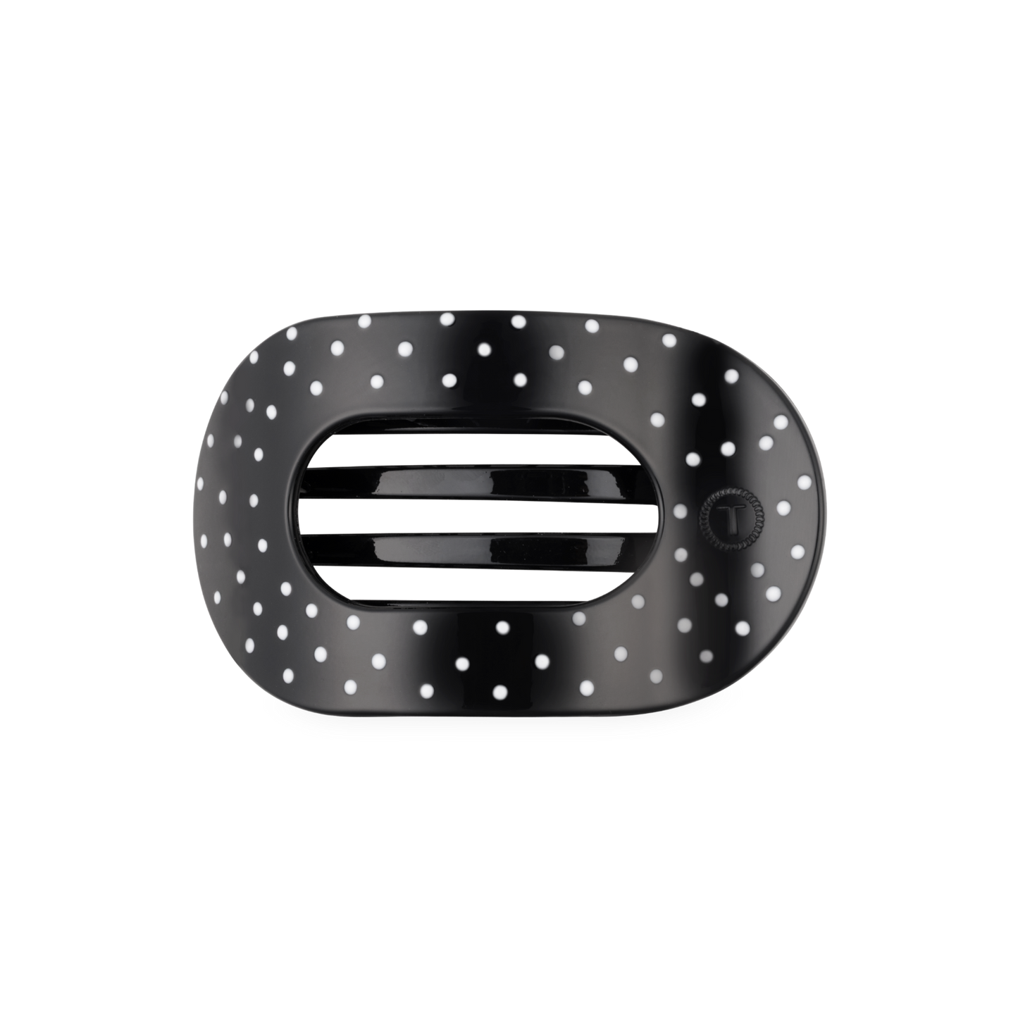 Black Polka Dot Party Medium Flat Round Hair Clip