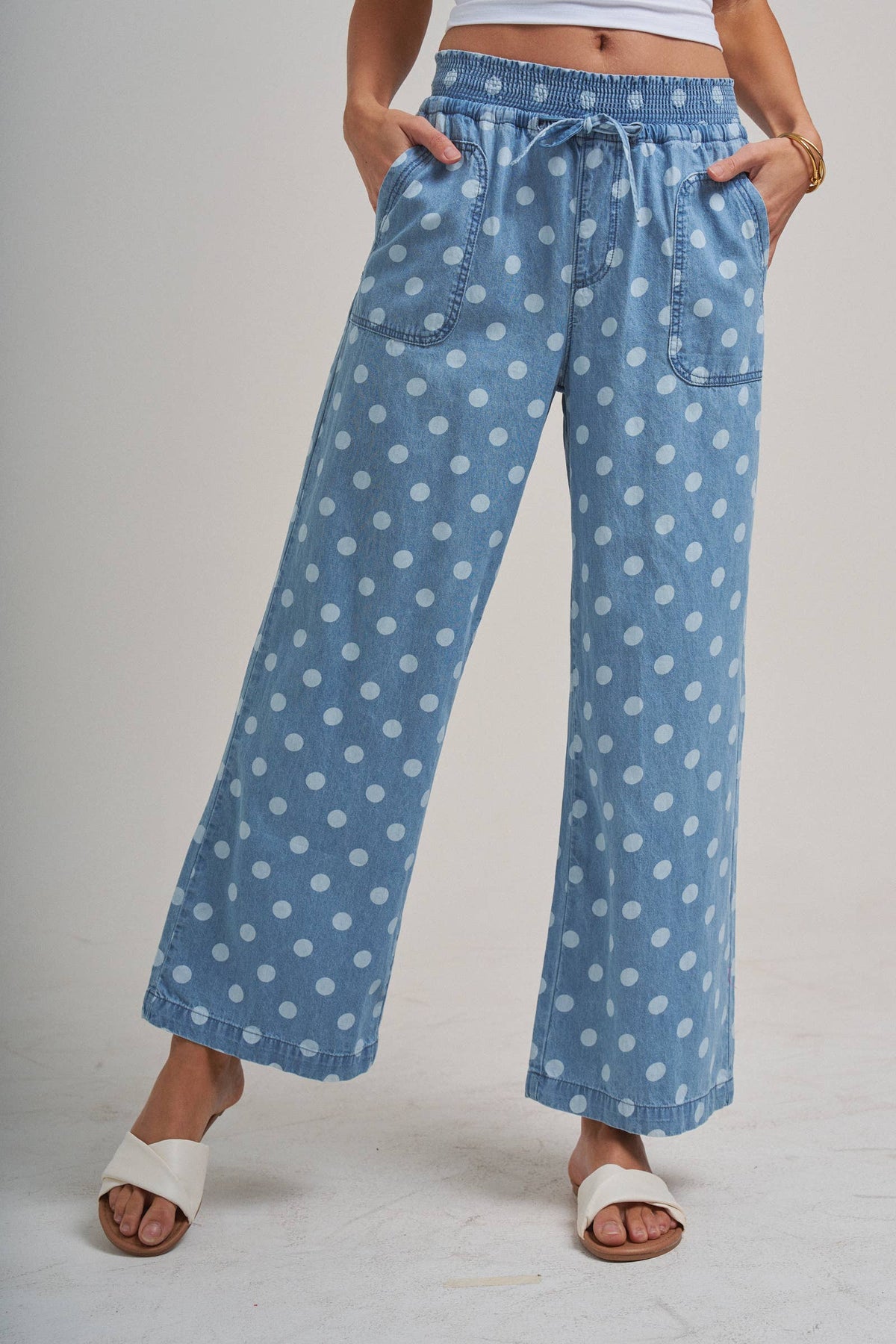 RELAXED WIDE LEG SOFT POLKA DOT CHAMBRAY PANTS_JLB80023-02