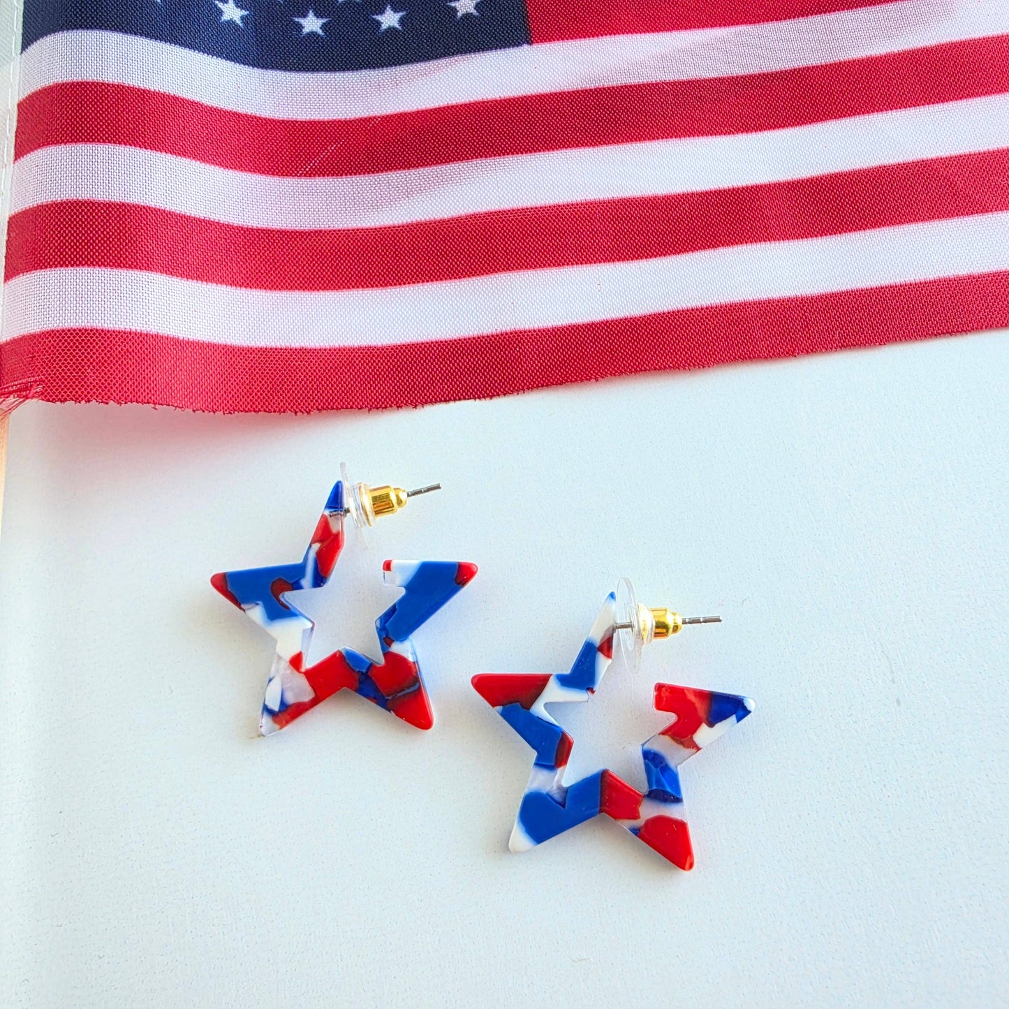 Mini Star Hoops - Red, White & Blue
