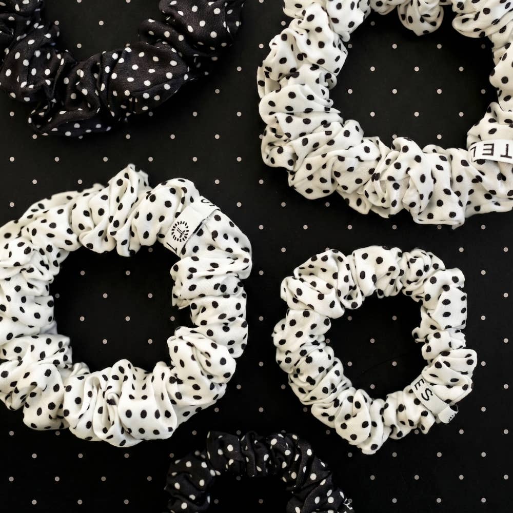 Polka Dot Party Small Silk Scrunchie
