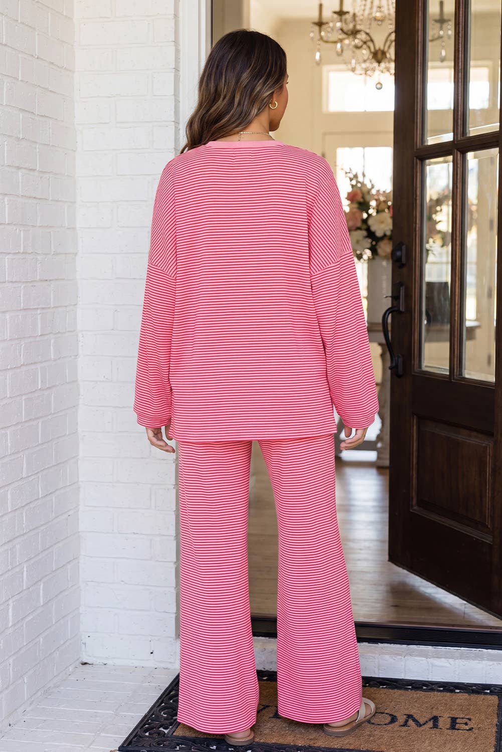 LAS Striped Oversize 2pcs Casual Shift Lounge Set (S-XL)