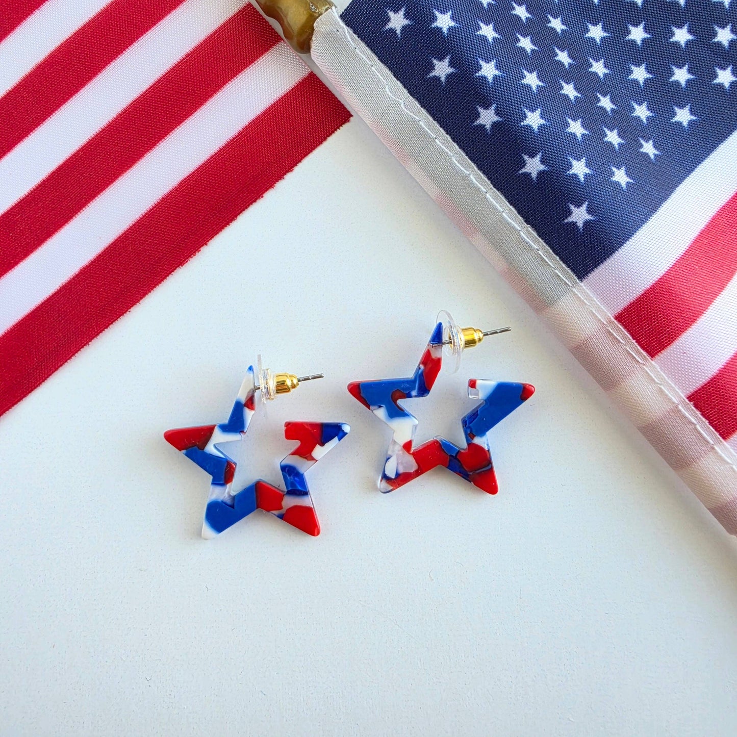 Mini Star Hoops - Red, White & Blue