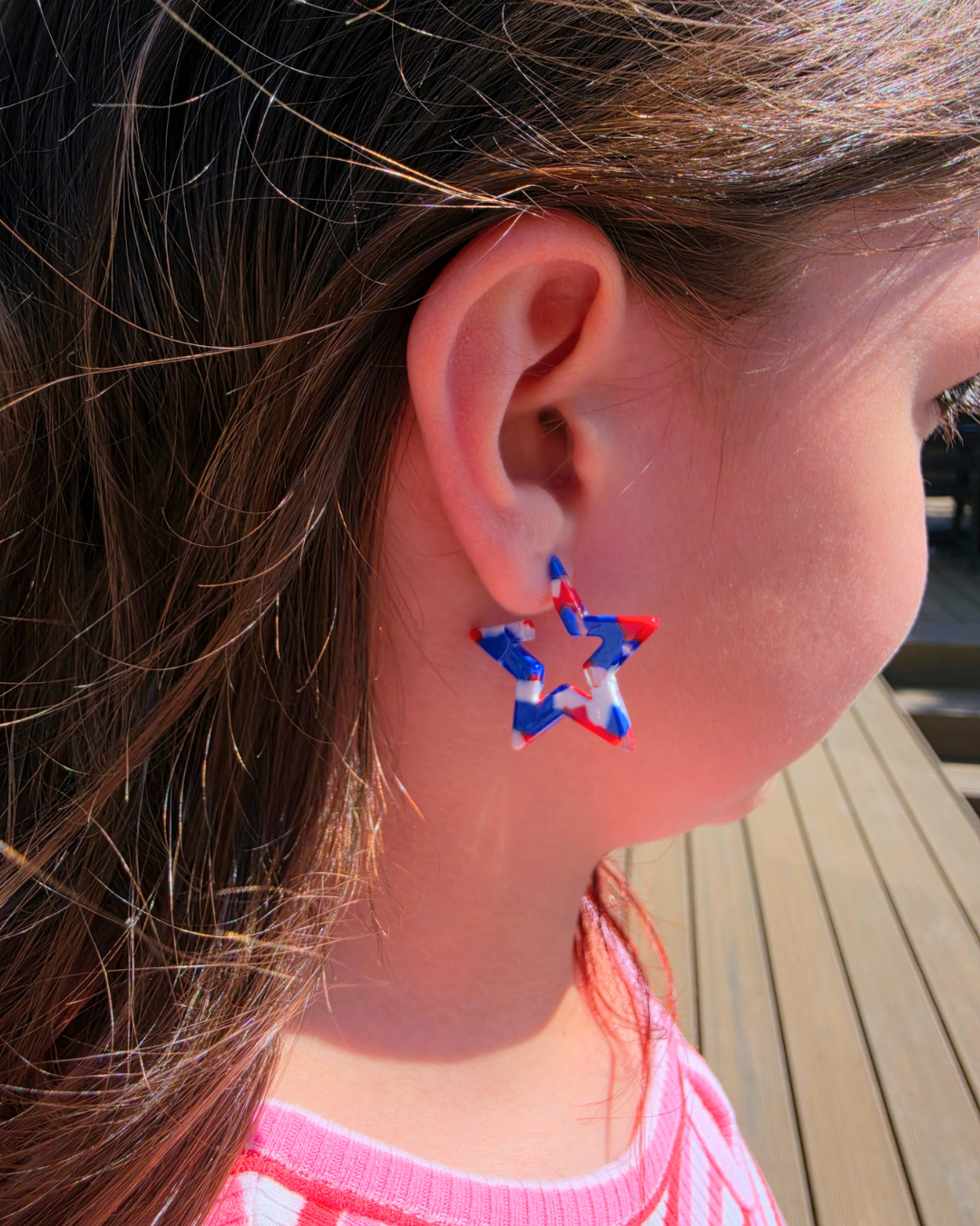 Mini Star Hoops - Red, White & Blue