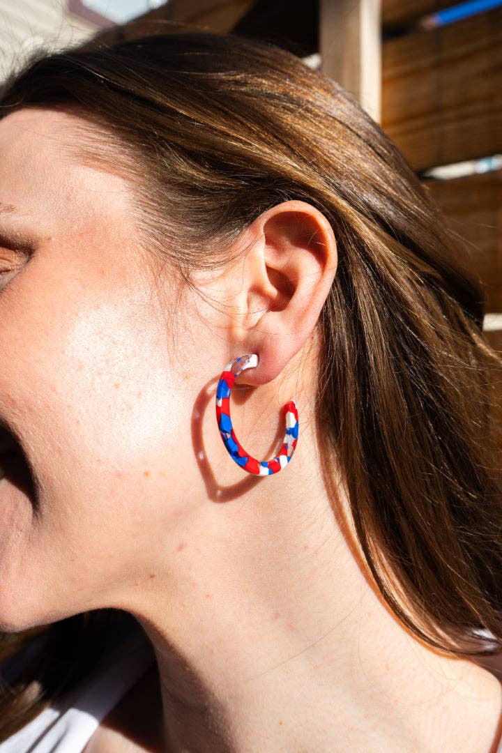 Camy Hoops - Red, White & Blue // Jewelry, Earrings, 4th of July