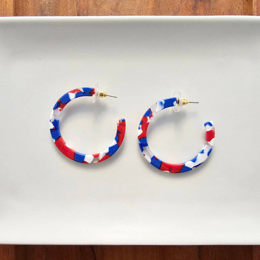 Camy Hoops - Red, White & Blue // Jewelry, Earrings, 4th of July
