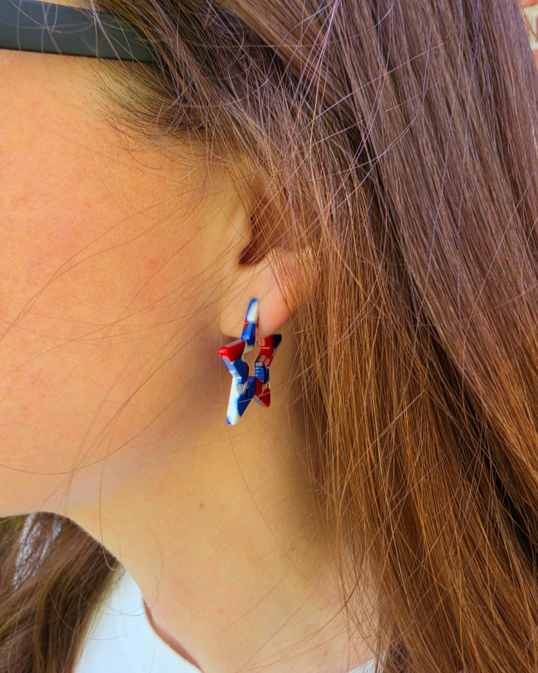 Mini Star Hoops - Red, White & Blue